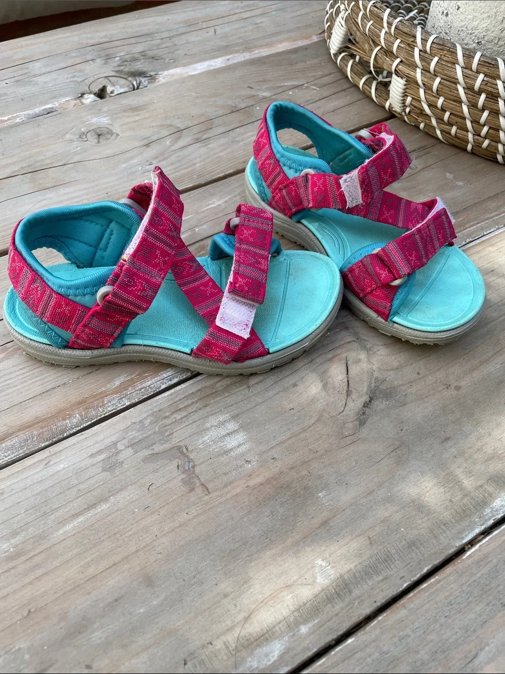 Kids Pink and Turquoise Active Sandals